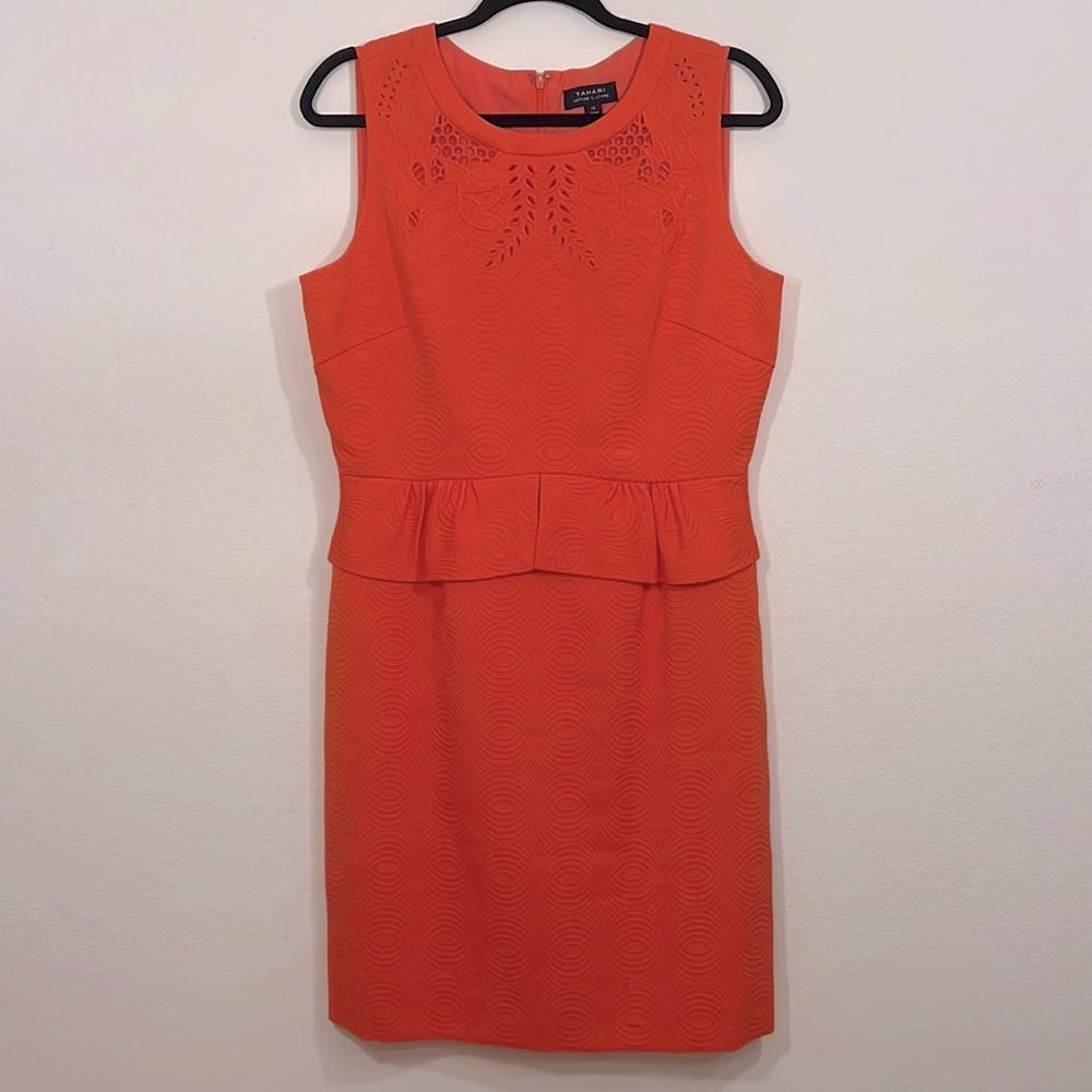 Tahari ASL Orange Patterned Sheath Dress size 10 never worn